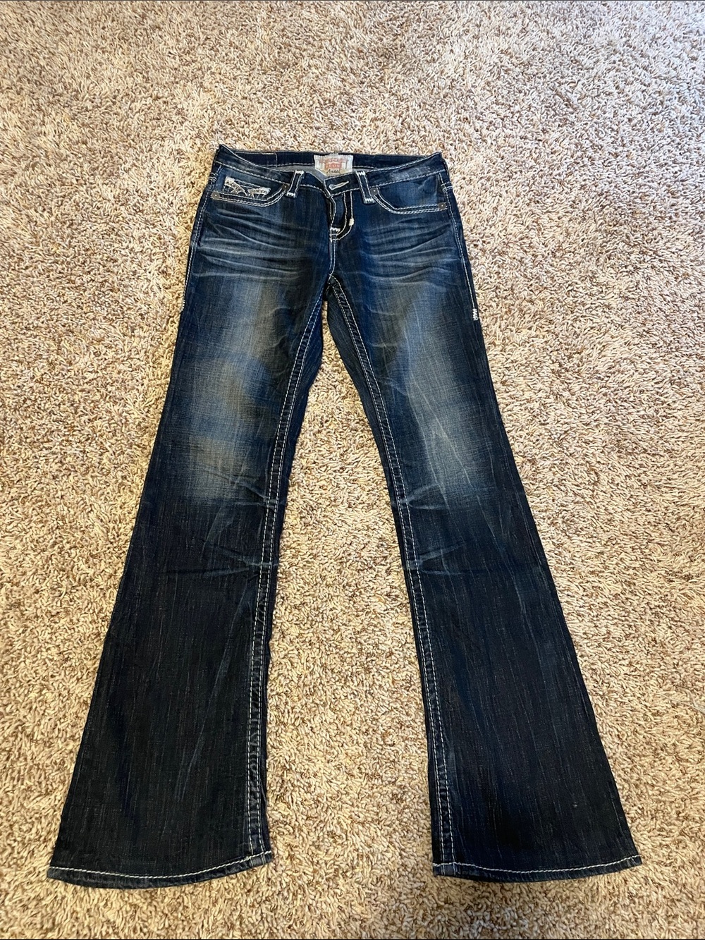 Big Star Dark Blue Flared Wide Leg Jeans